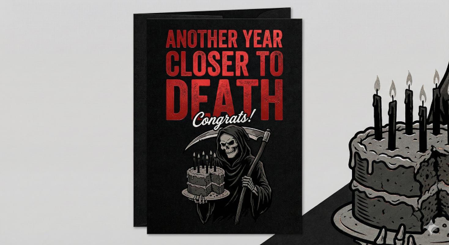 Closer To Death Birthday Card